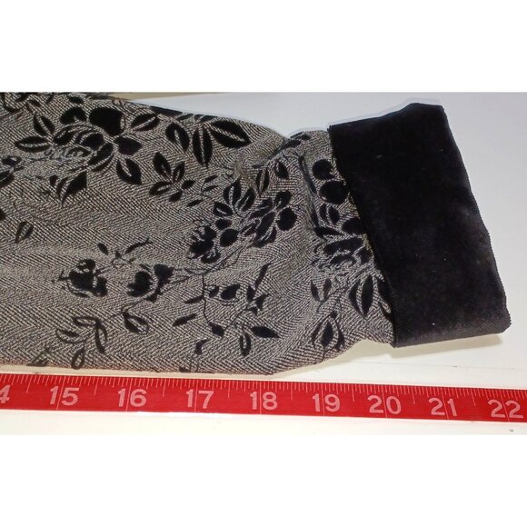 VTG Painted Pony Velvet Burnout Jacket Womens M Black Gray Floral USA Boho - Picture 8 of 8